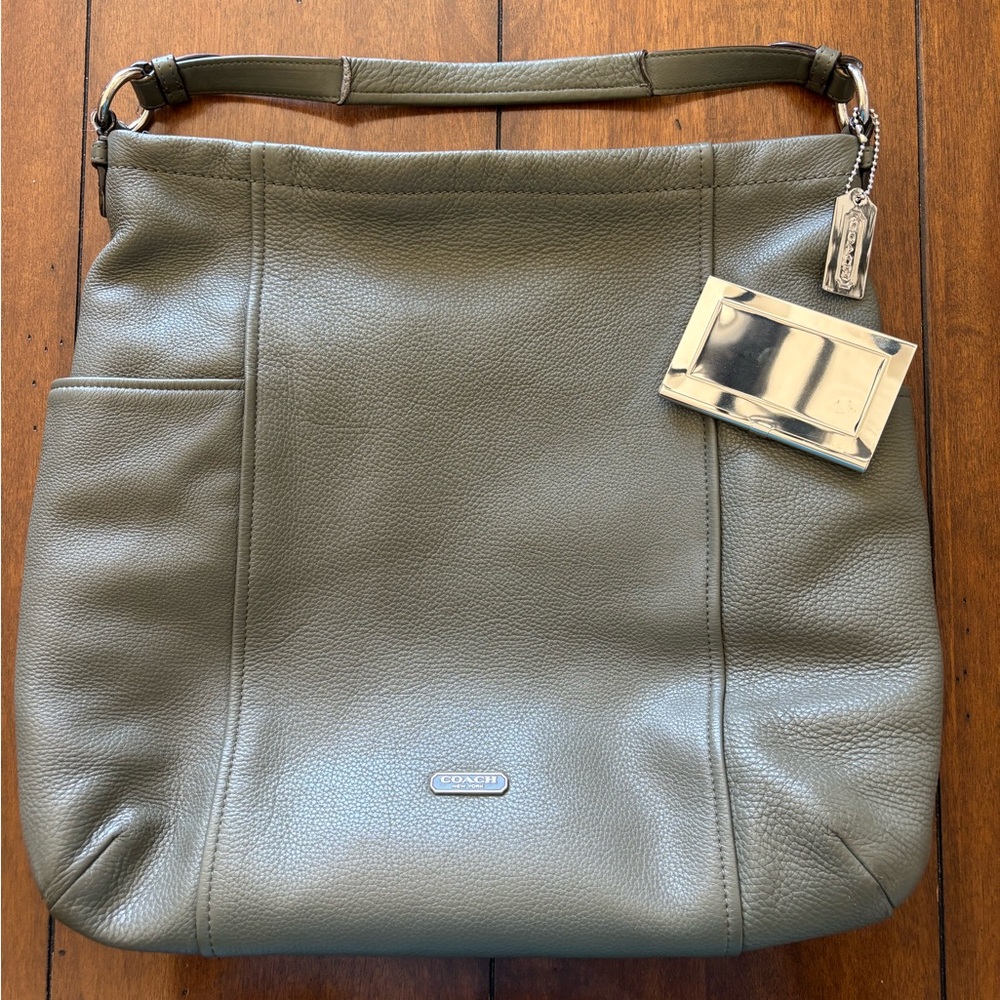 Coach Park Leather Handbag Hobo Silver/Olive
